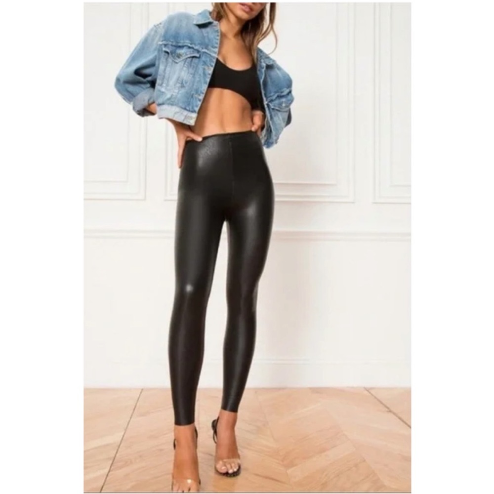 Commando Perfect Control High Rise Faux Leather Leggings sz Large - Picture 3 of 12